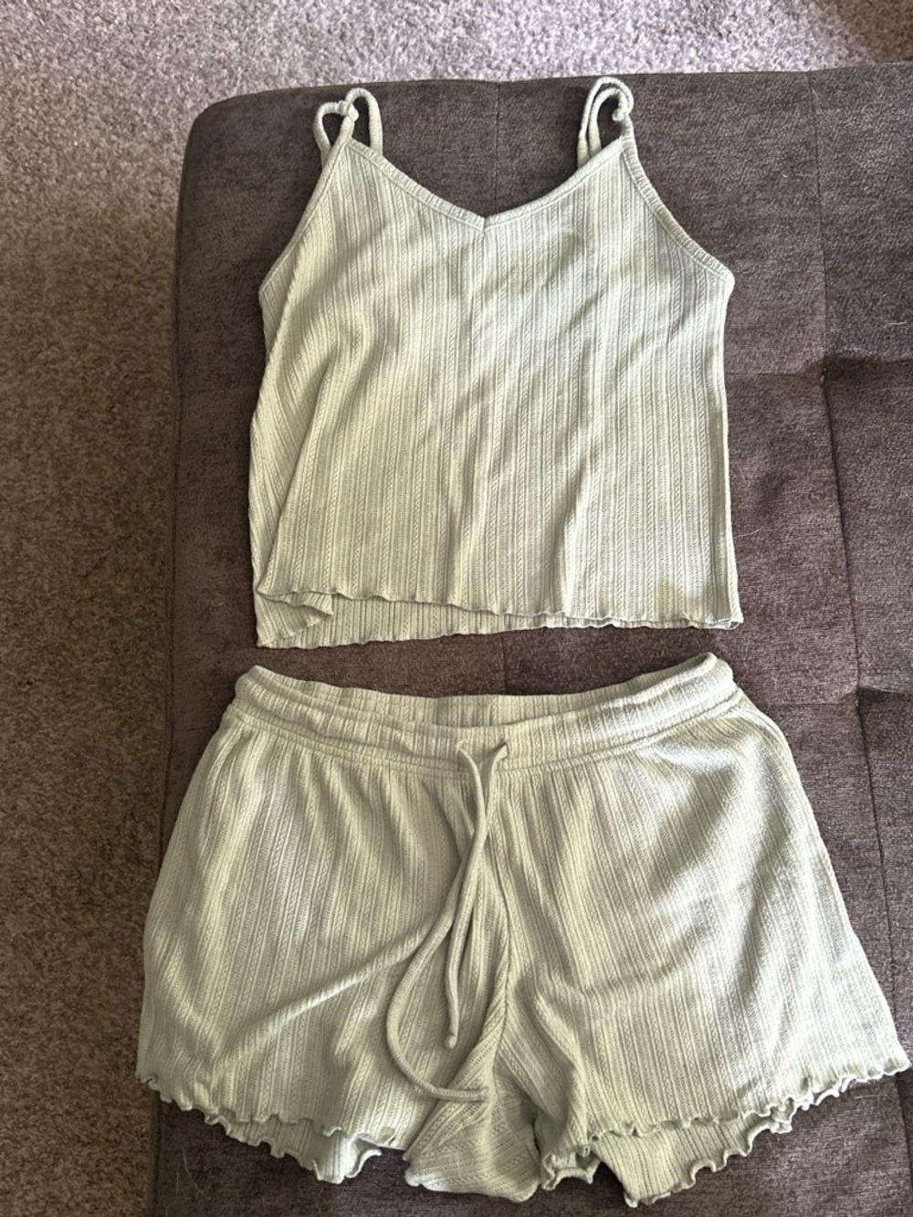 Ribbed Camisole & Shorts Pajama Set - Light Sage